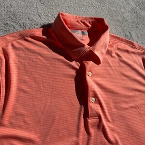 Greg Norman ML75 PlayDry Coral Salmon Shark Golf SS Polo Mens Large Stretch